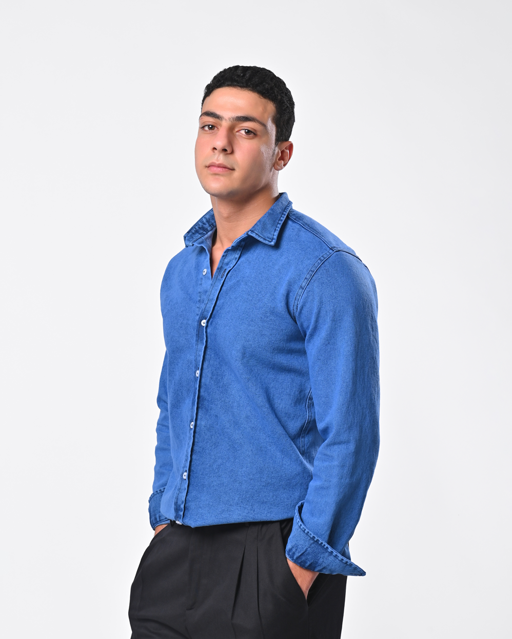 Blue denim shirt