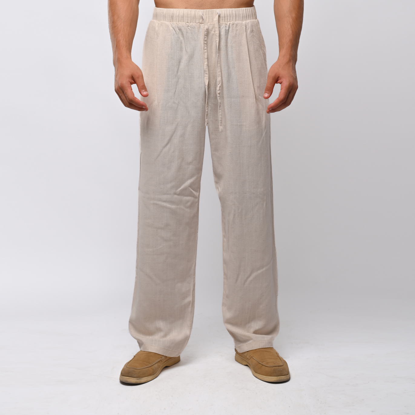 Beige linen pants