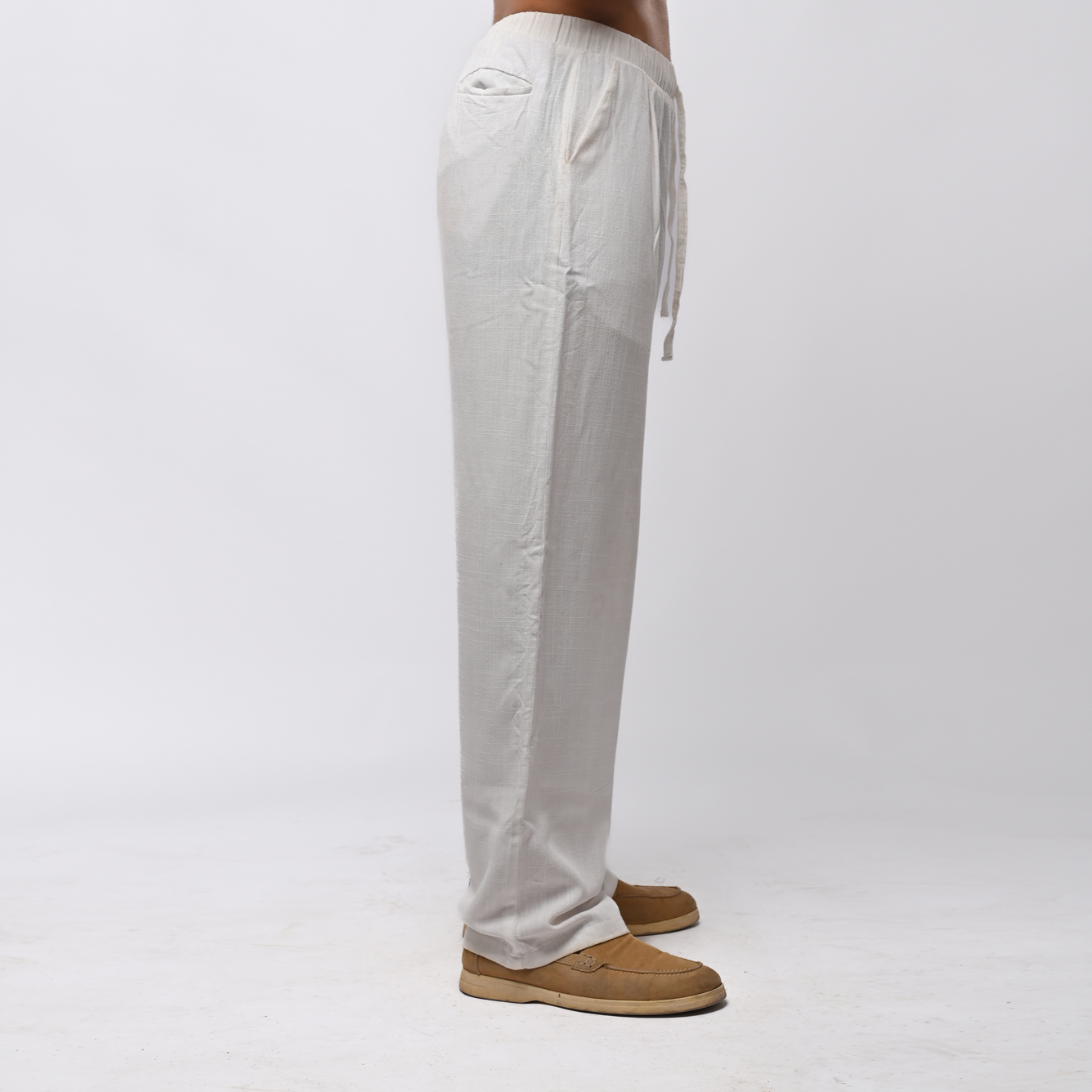 White linen pants