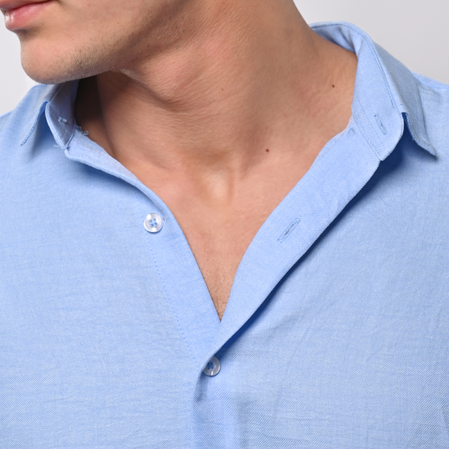 babby blue linen shirt