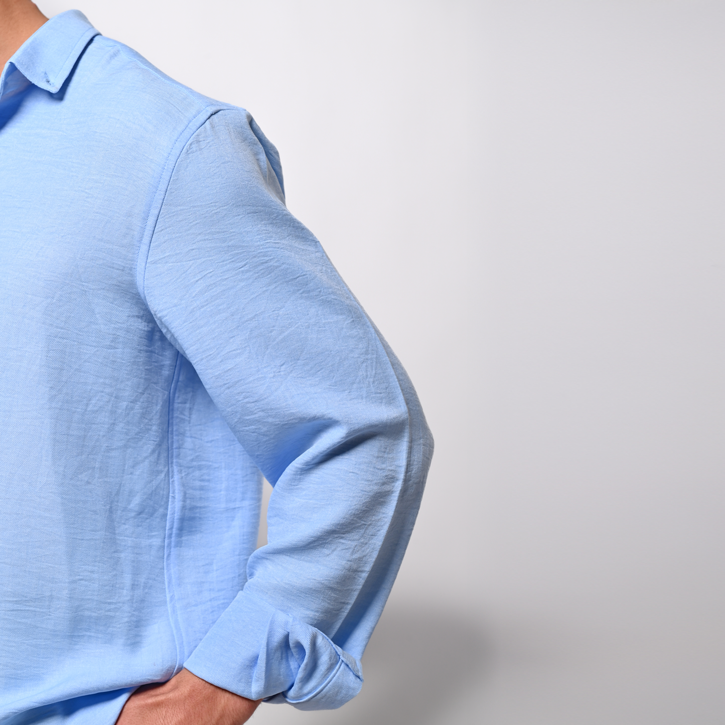 babby blue linen shirt