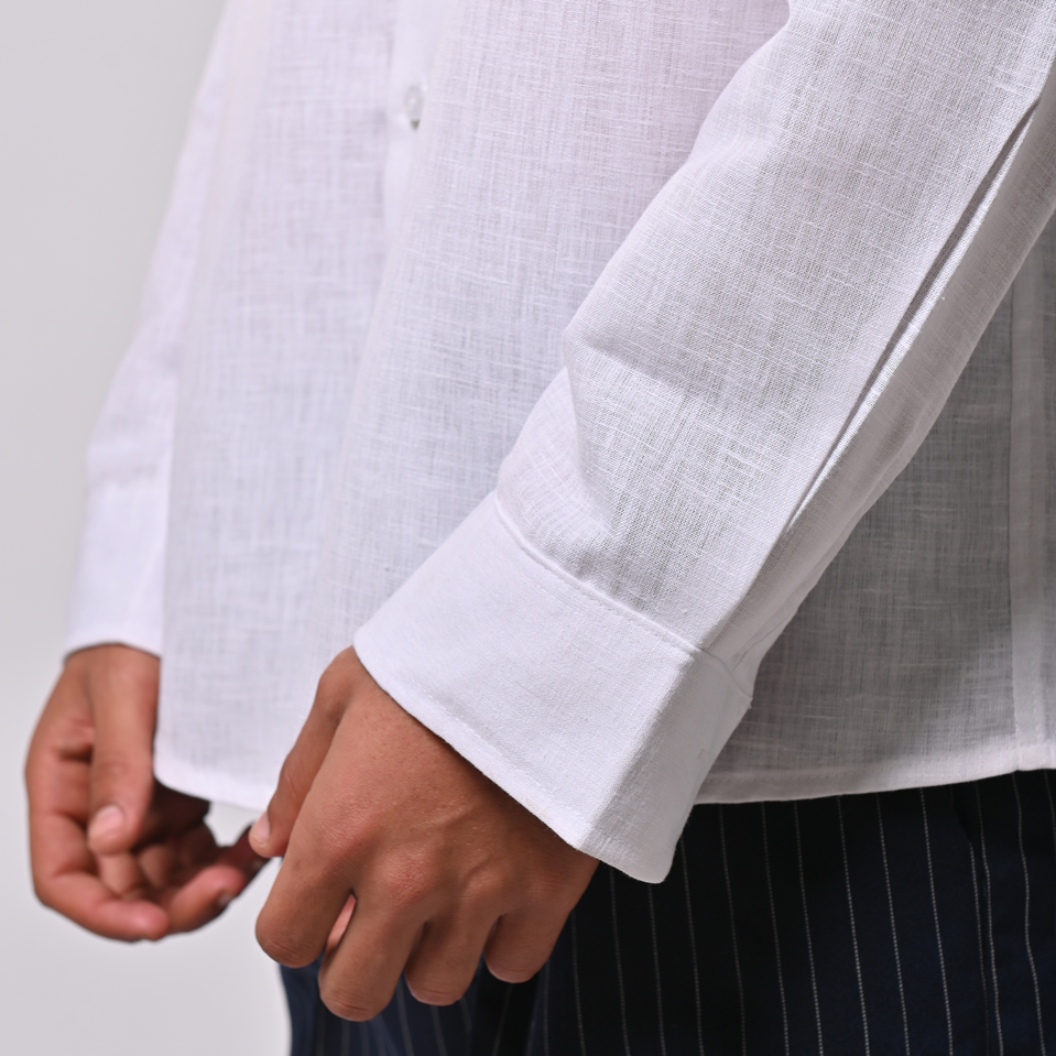 white linen shirt