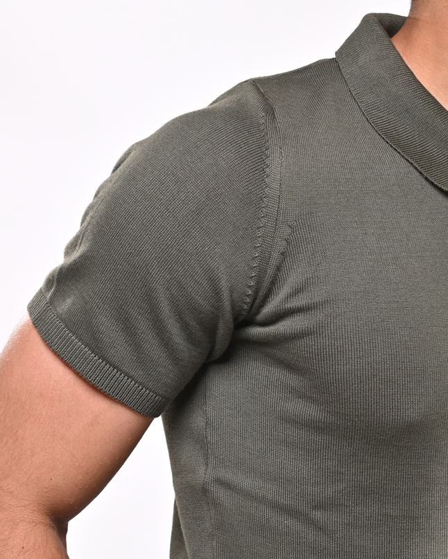 Olive Green T-shirt with a zipper