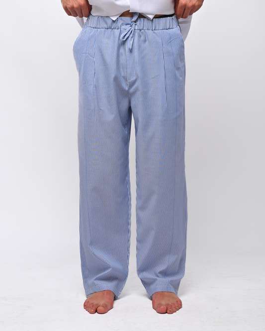 Baby blue striped linen pants