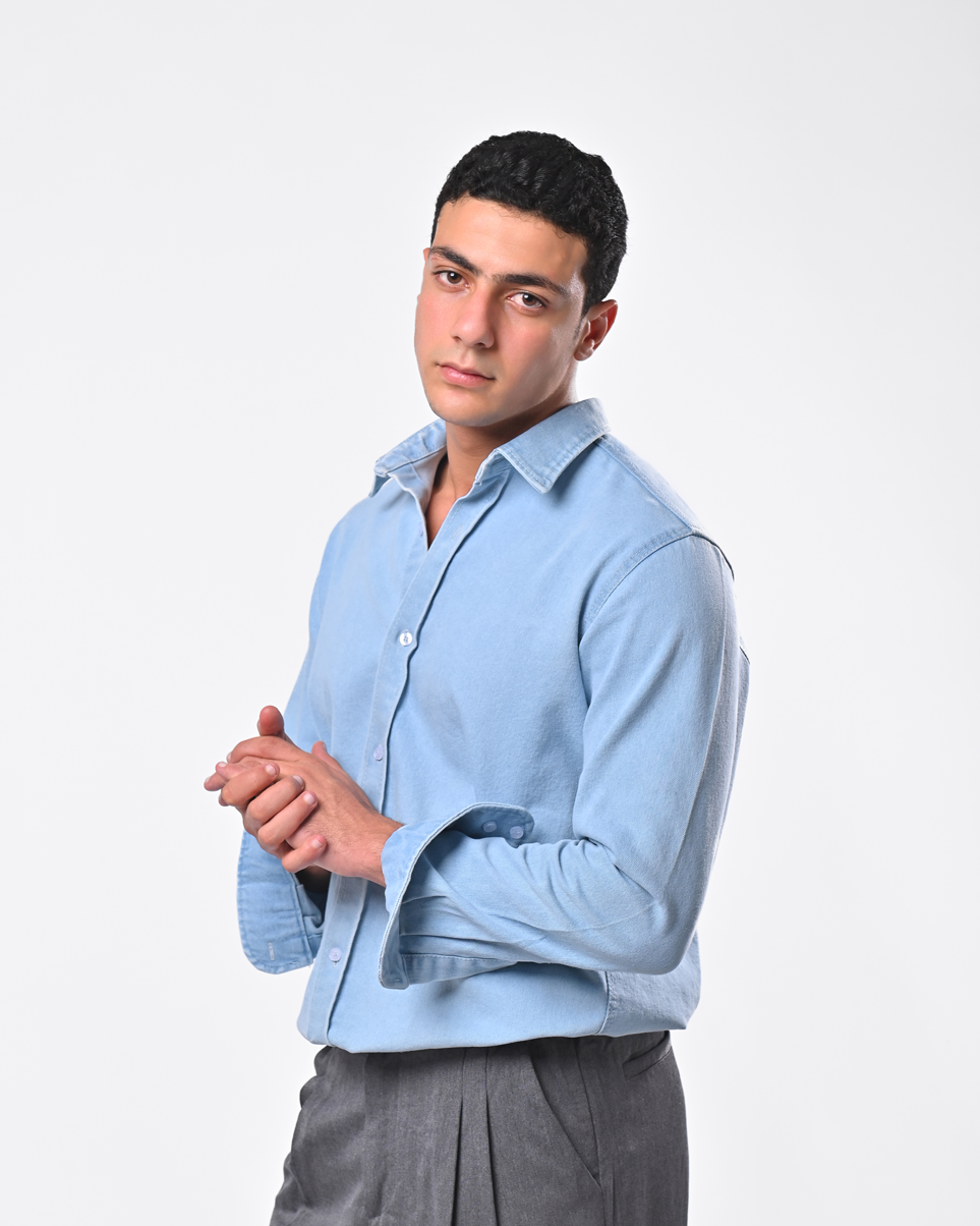 Ice blue denim shirt