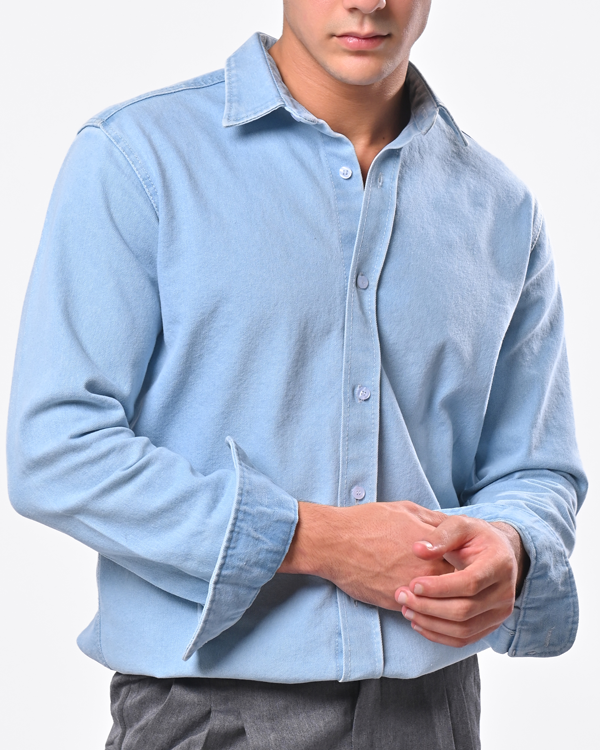 Ice blue denim shirt