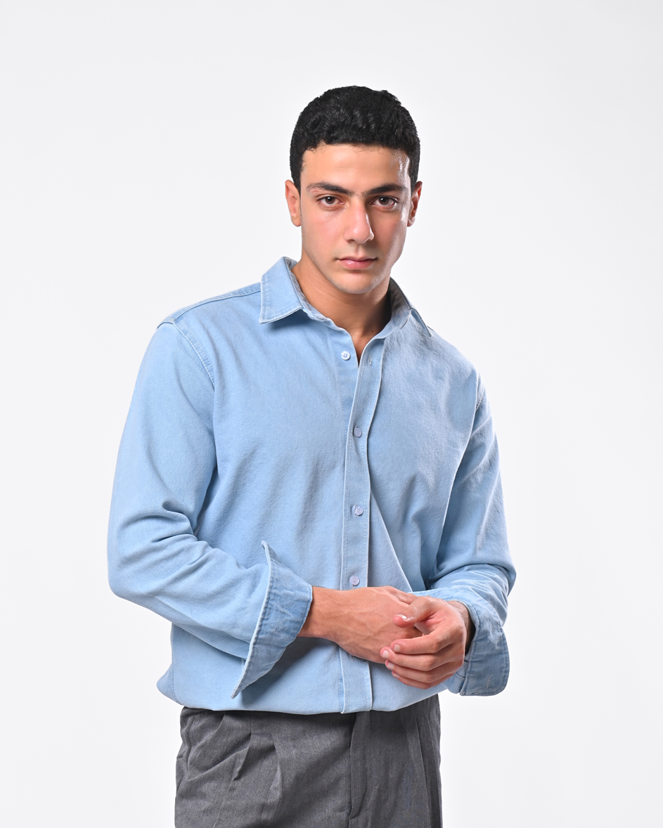 Ice blue denim shirt