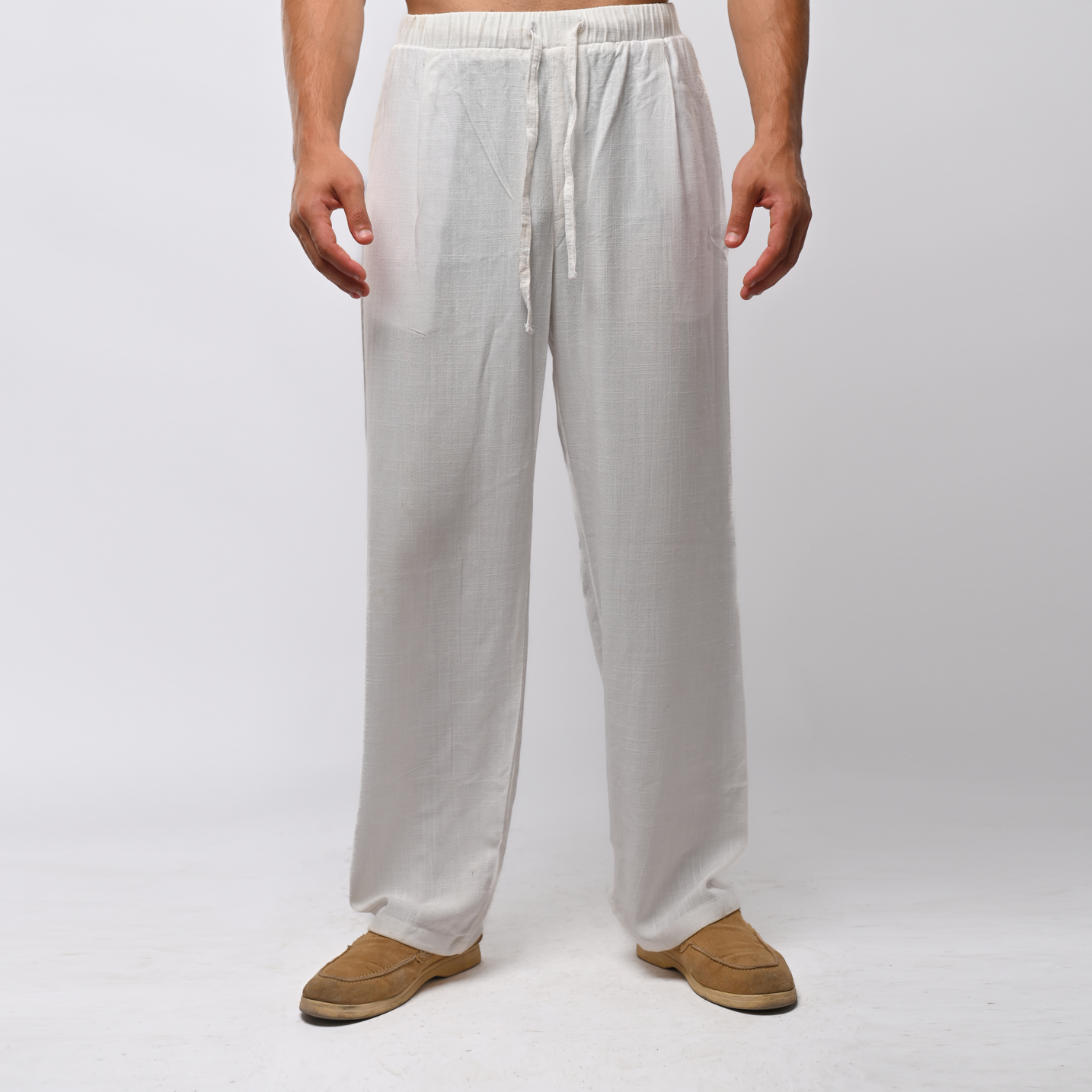 White linen pants