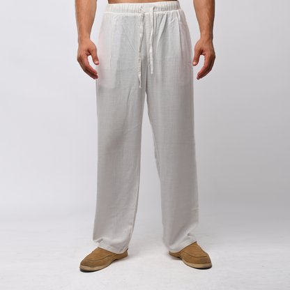 White linen pants